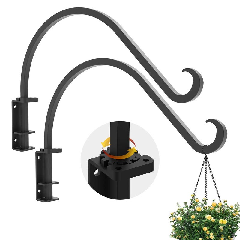 Foozet Swivel Plant Hanger for Hanging Plant, Plant Hanging Holder,Heavy Duty Black Iron Plant Hanger Brackets for Hanging Planters and Flowers Baskets Planter Outdoor (2 Pcs-16 Inches) - Image 1